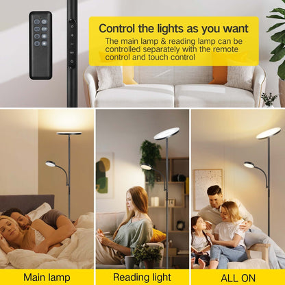 Lampada da terra Torchiere a 70 LED con controllo touch e telecomando - N/D