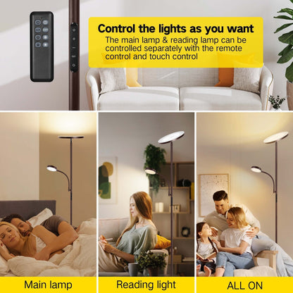 Lampada da terra Torchiere a 70 LED con controllo touch e telecomando - N/D