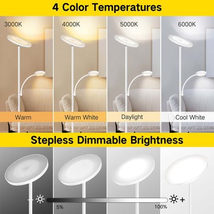 Lampada da terra Torchiere a 70 LED con controllo touch e telecomando - N/D