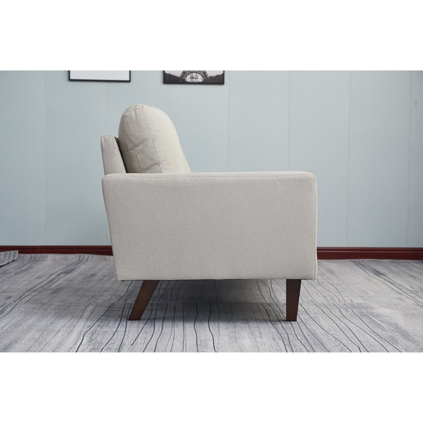 Divano Adelaide da 70'' con braccioli quadrati in lino