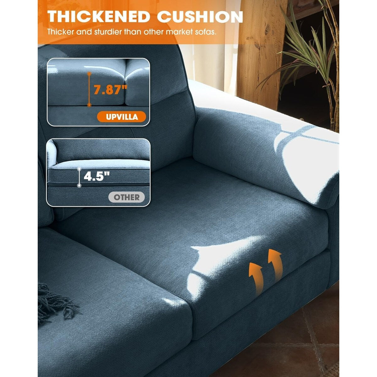 Divano a due posti in ciniglia da 71,25 pollici - Seduta profonda a 2 posti con 8 cuscini, bracciolo convertibile e rivestimento rimovibile