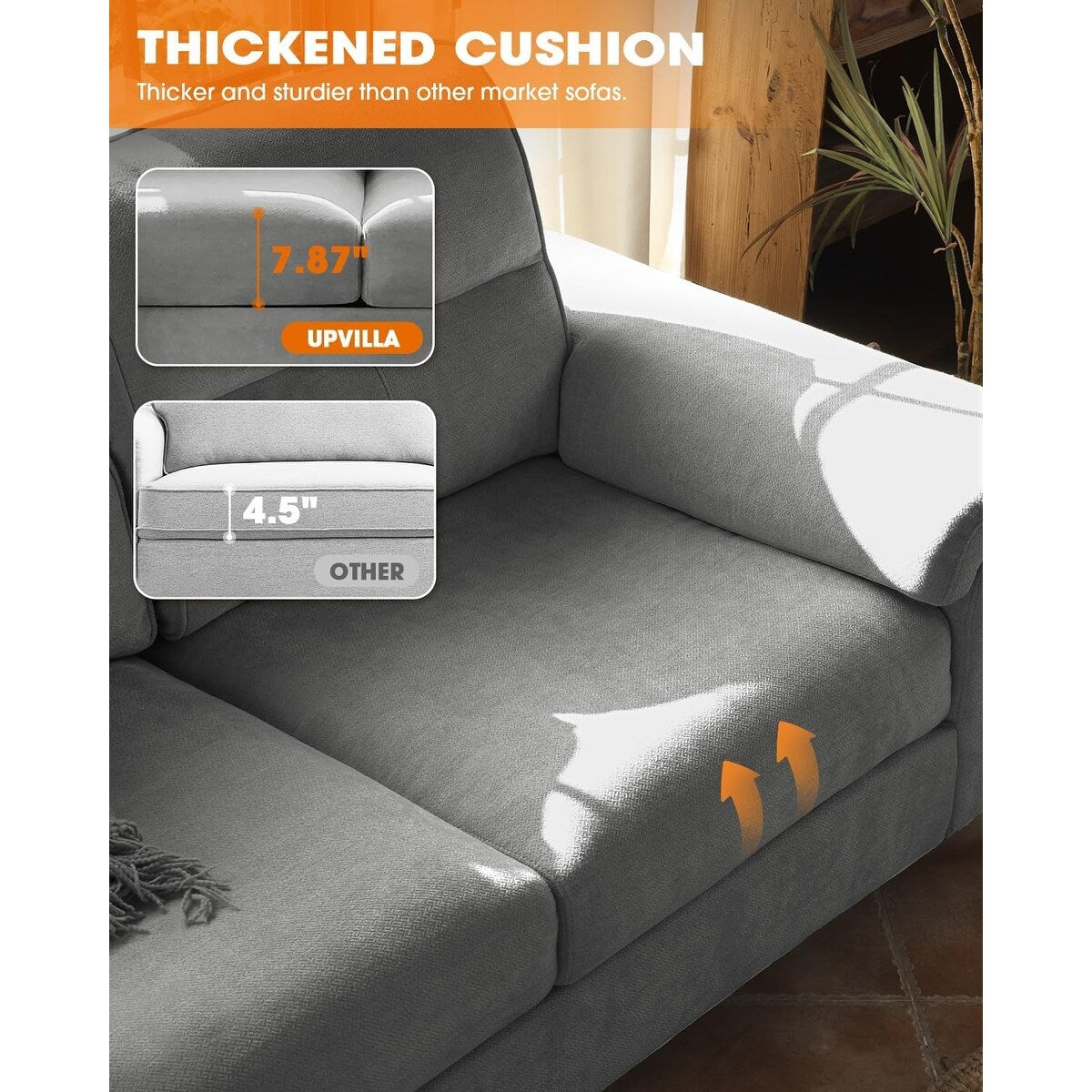 Divano a due posti in ciniglia da 71,25 pollici - Seduta profonda a 2 posti con 8 cuscini, bracciolo convertibile e rivestimento rimovibile