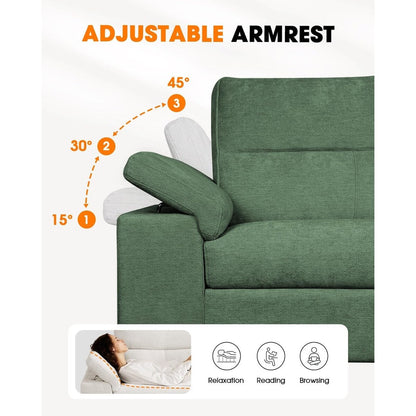 Divano a due posti in ciniglia da 71,25 pollici - Seduta profonda a 2 posti con 8 cuscini, bracciolo convertibile e rivestimento rimovibile