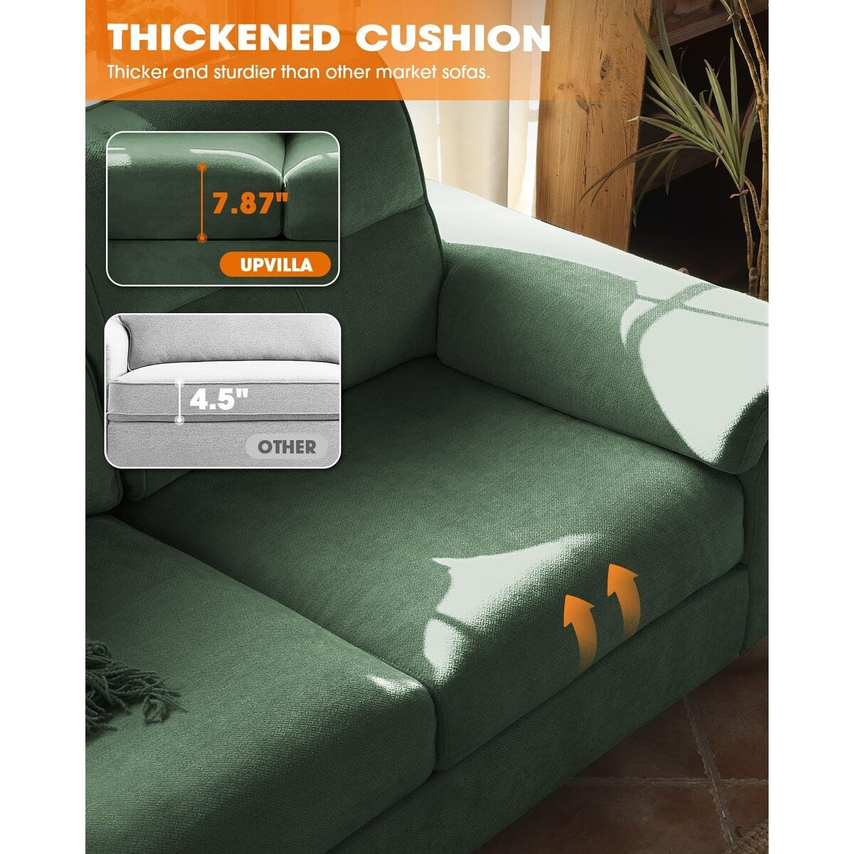 Divano a due posti in ciniglia da 71,25 pollici - Seduta profonda a 2 posti con 8 cuscini, bracciolo convertibile e rivestimento rimovibile