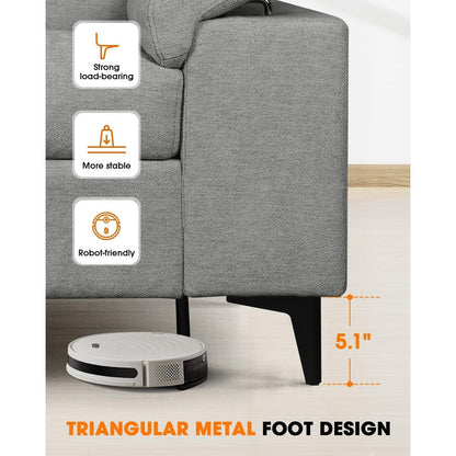 Divano a due posti in ciniglia da 71,25 pollici - Seduta profonda a 2 posti con 8 cuscini, bracciolo convertibile e rivestimento rimovibile