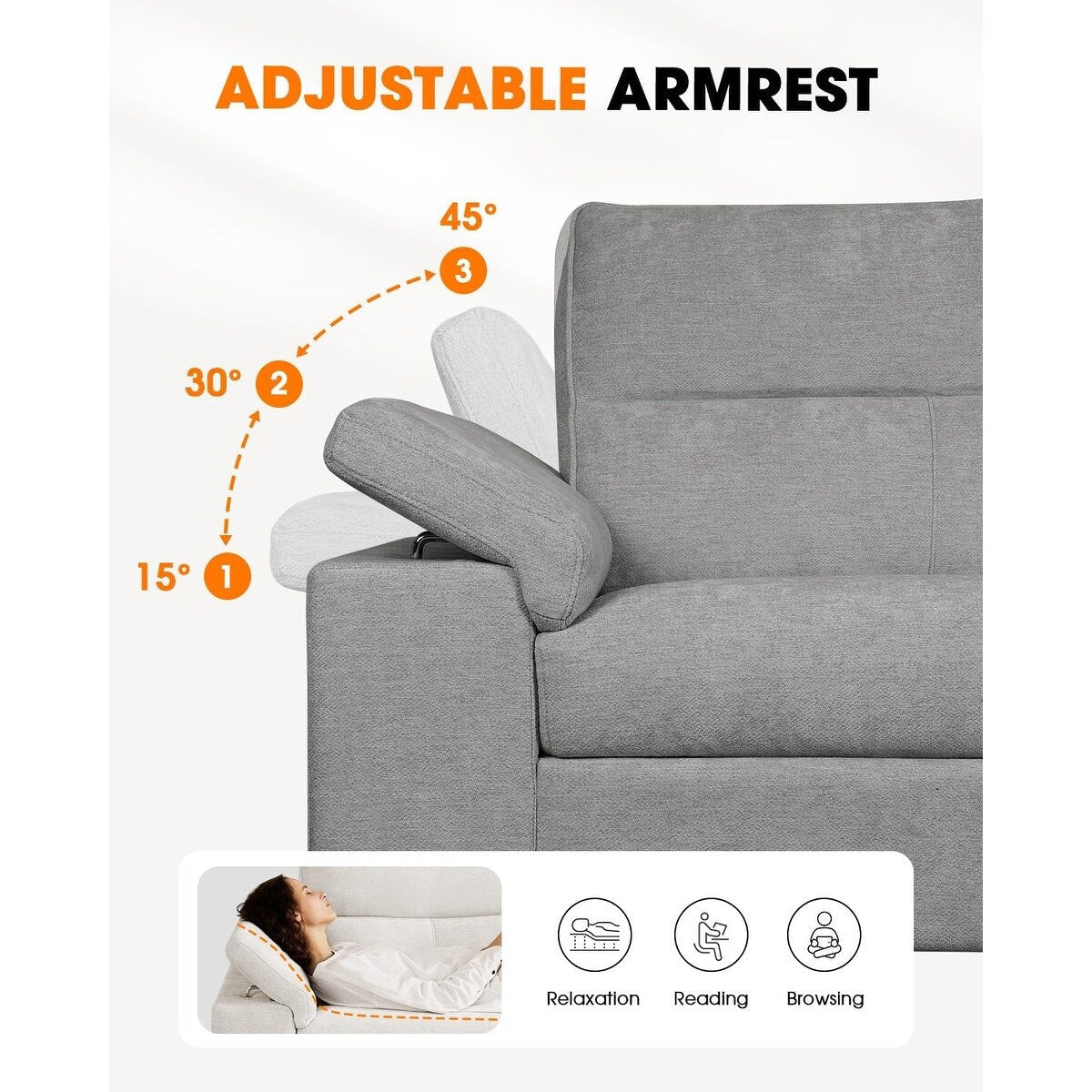 Divano a due posti in ciniglia da 71,25 pollici - Seduta profonda a 2 posti con 8 cuscini, bracciolo convertibile e rivestimento rimovibile