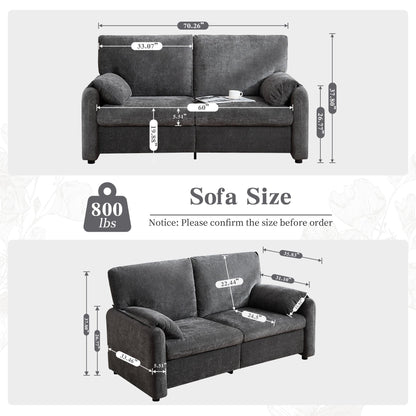 Divano a 2 posti in ciniglia da 71,28 pollici, comfort simile a una nuvola con spugna ad alta resilienza, design moderno e minimalista