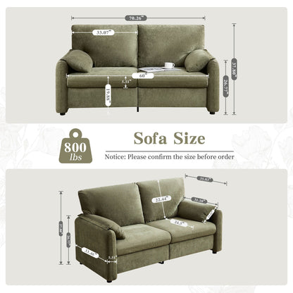 Divano a 2 posti in ciniglia da 71,28 pollici, comfort simile a una nuvola con spugna ad alta resilienza, design moderno e minimalista