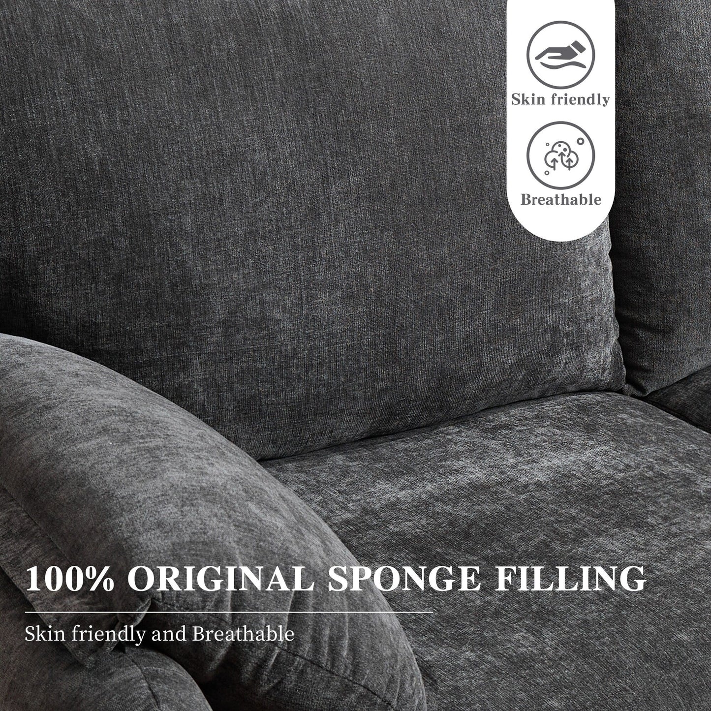 Divano a 2 posti in ciniglia da 71,28 pollici, comfort simile a una nuvola con spugna ad alta resilienza, design moderno e minimalista