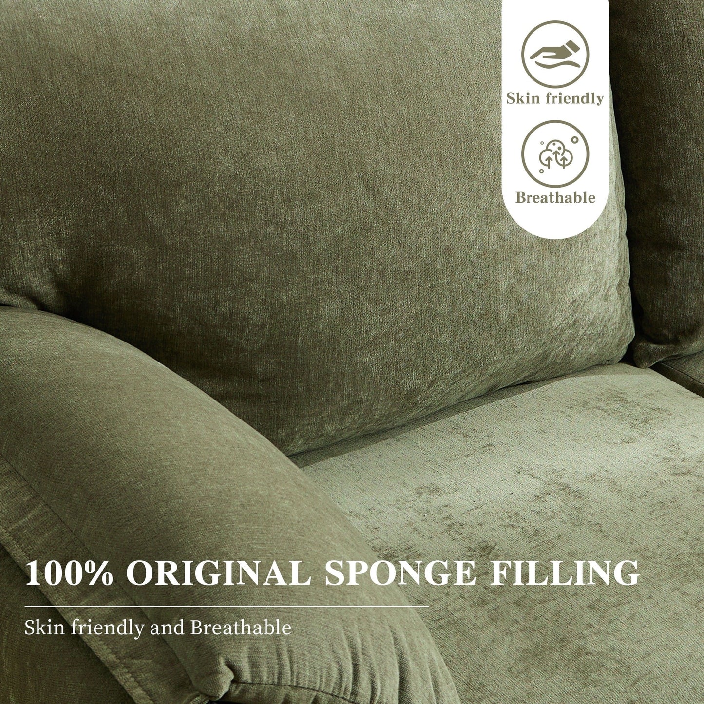 Divano a 2 posti in ciniglia da 71,28 pollici, comfort simile a una nuvola con spugna ad alta resilienza, design moderno e minimalista