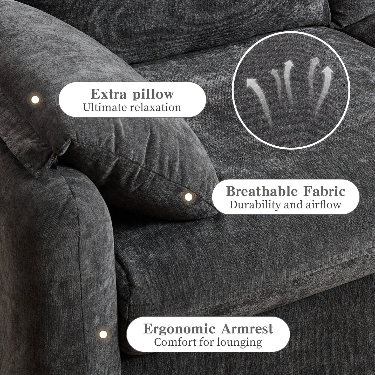 Divano a 2 posti in ciniglia da 71,28 pollici, comfort simile a una nuvola con spugna ad alta resilienza, design moderno e minimalista