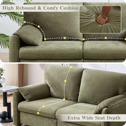 Divano a 2 posti in ciniglia da 71,28 pollici, comfort simile a una nuvola con spugna ad alta resilienza, design moderno e minimalista