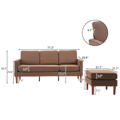 Divano modulare da interno per 3 persone con bracciolo americano in lino da 71,65 W. con pedale Concubine, colore beige