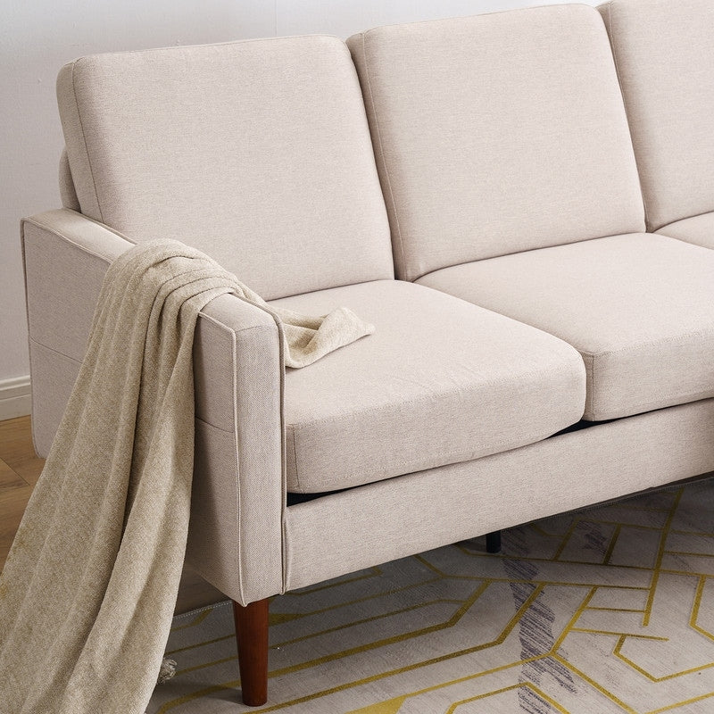 Divano modulare da interno per 3 persone con bracciolo americano in lino da 71,65 W. con pedale Concubine, colore beige