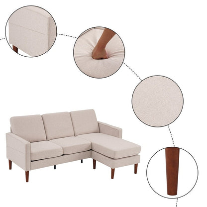 Divano modulare da interno per 3 persone con bracciolo americano in lino da 71,65 W. con pedale Concubine, colore beige