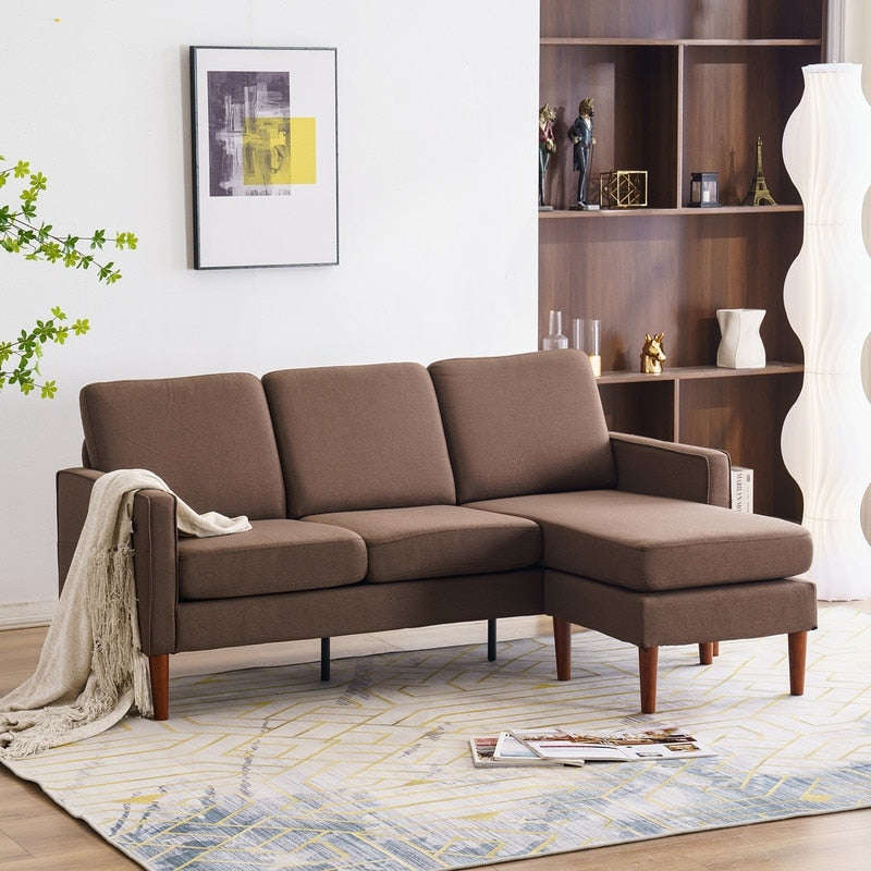 Divano modulare da interno per 3 persone con bracciolo americano in lino da 71,65 W. con pedale Concubine, colore beige