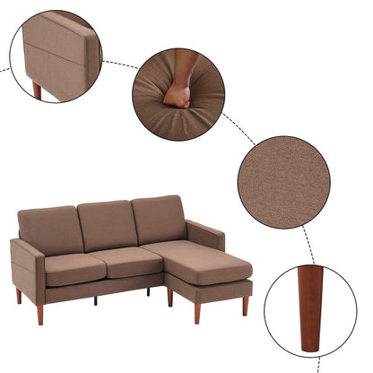 Divano modulare da interno per 3 persone con bracciolo americano in lino da 71,65 W. con pedale Concubine, colore beige