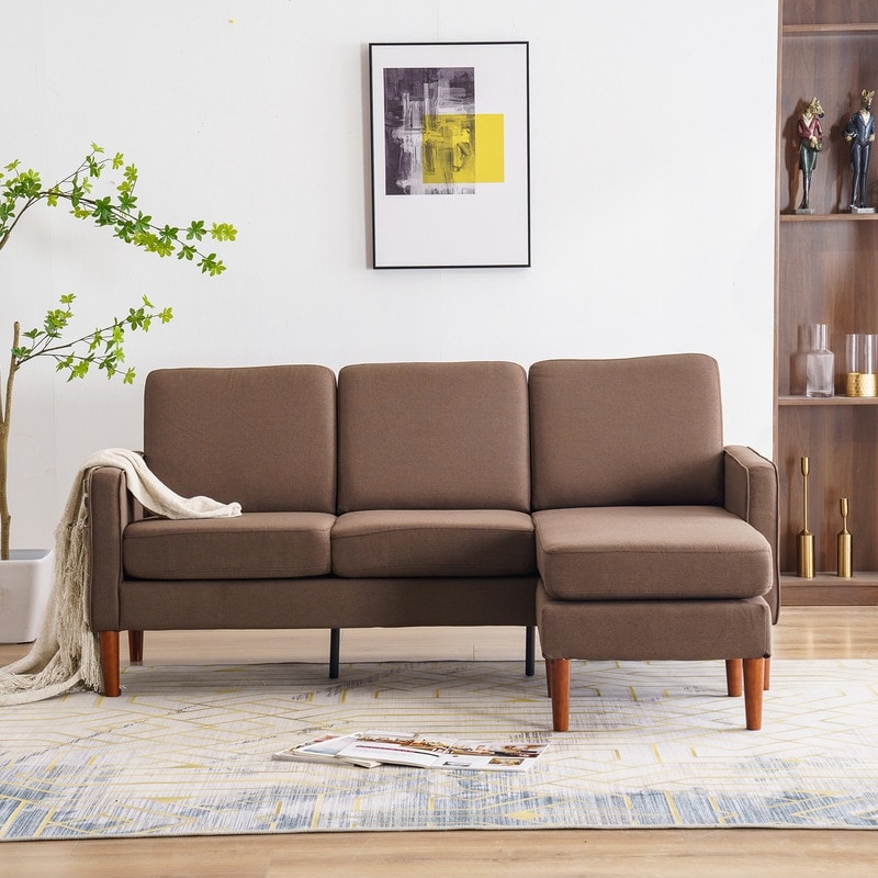 Divano modulare da interno per 3 persone con bracciolo americano in lino da 71,65 W. con pedale Concubine, colore beige