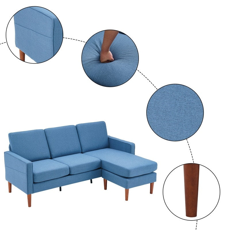 Divano modulare da interno per 3 persone con bracciolo americano in lino da 71,65 W. con pedale Concubine, colore beige