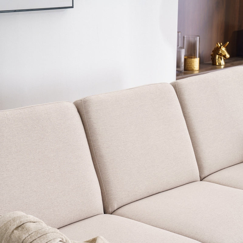 Divano modulare da interno per 3 persone con bracciolo americano in lino da 71,65 W. con pedale Concubine, colore beige