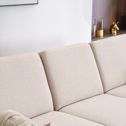 Divano modulare da interno per 3 persone con bracciolo americano in lino da 71,65 W. con pedale Concubine, colore beige