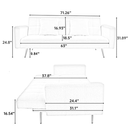 71.7 - Divano letto in pile Teddy, accompagnato da due graziosi cuscini decorativi