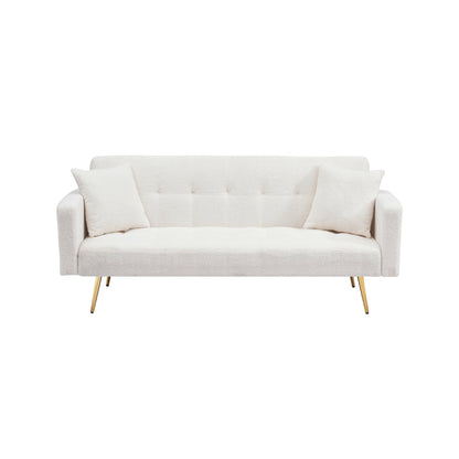 71.7 - Divano letto in pile Teddy, accompagnato da due graziosi cuscini decorativi