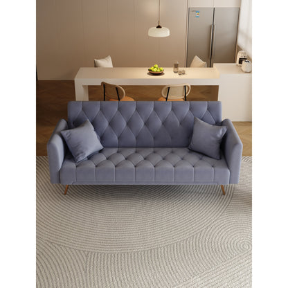 Divano letto matrimoniale pieghevole convertibile imbottito grigio trapuntato - 19,00 x 71,00 x 30,00