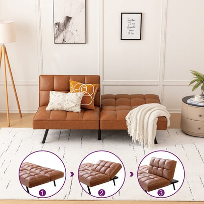 Divano moderno trasformabile in similpelle senza braccioli con schienale diviso