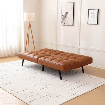 Divano moderno trasformabile in similpelle senza braccioli con schienale diviso