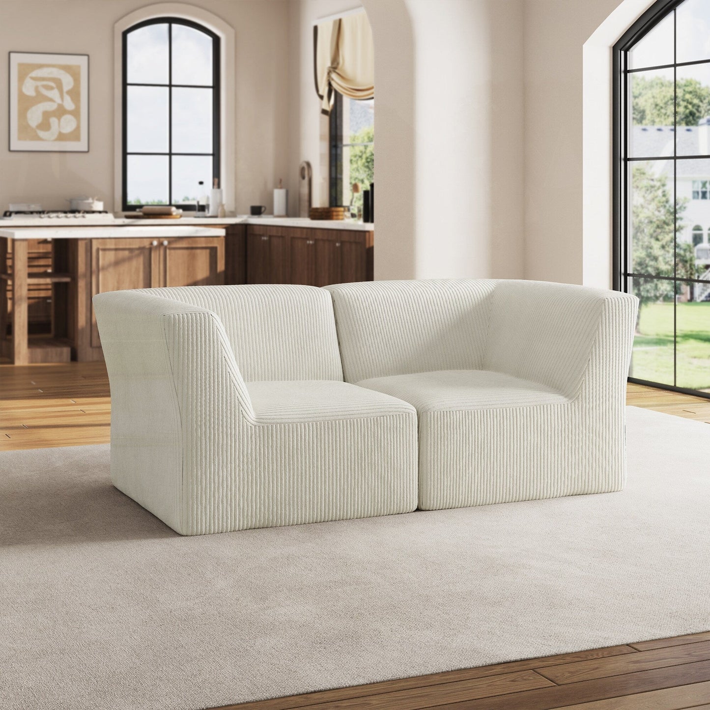 Divano componibile modulare in velluto a coste completamente modellato in spugna da 71 W