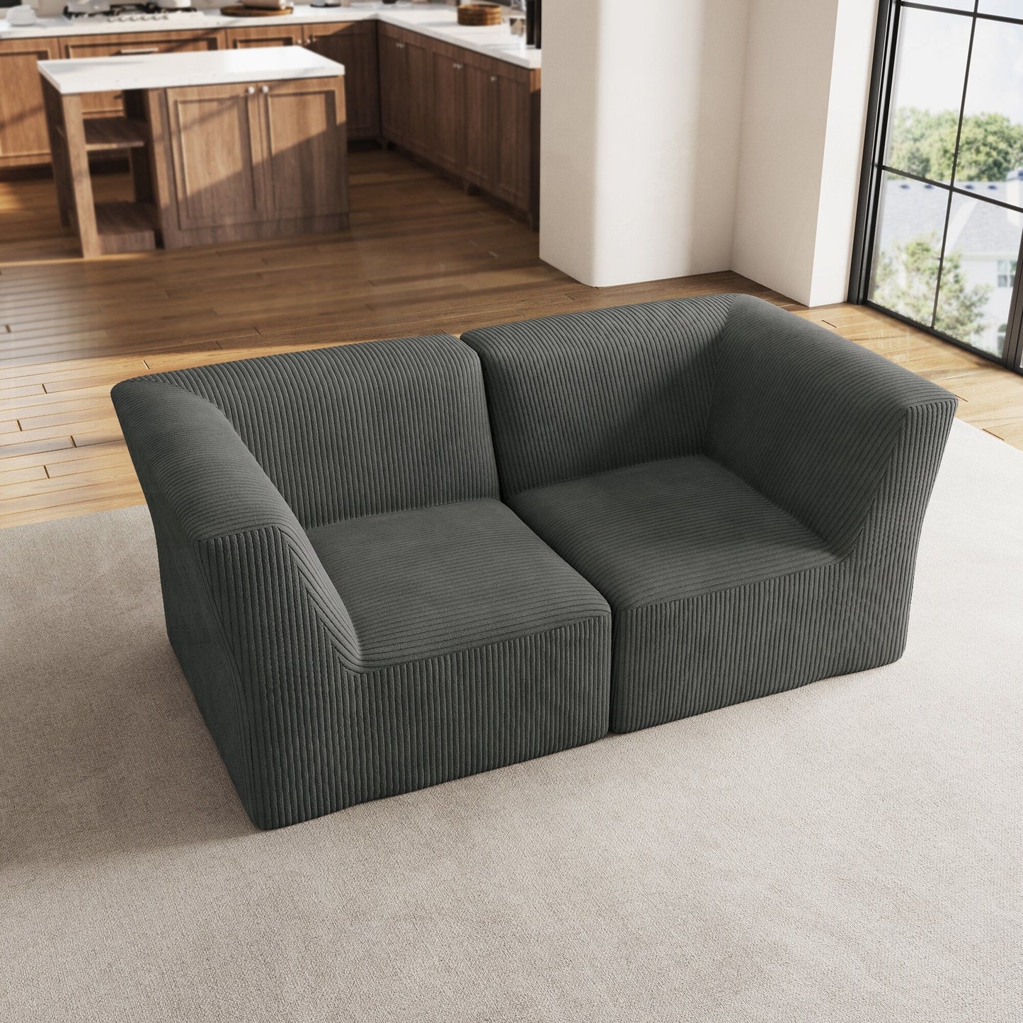 Divano componibile modulare in velluto a coste completamente modellato in spugna da 71 W