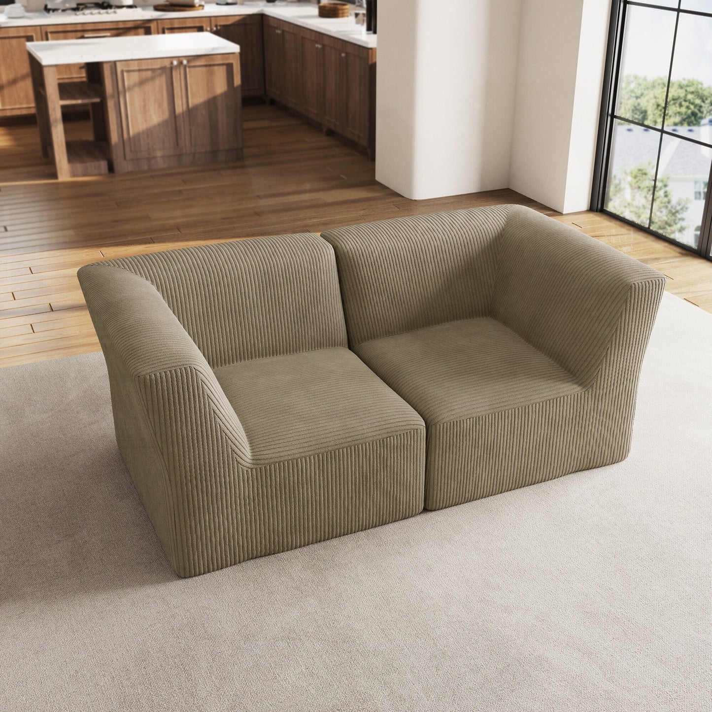 Divano componibile modulare in velluto a coste completamente modellato in spugna da 71 W