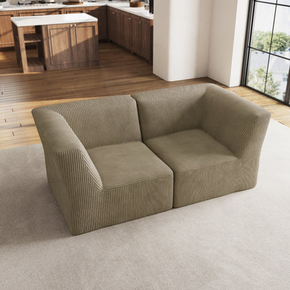 Divano componibile modulare in velluto a coste completamente modellato in spugna da 71 W