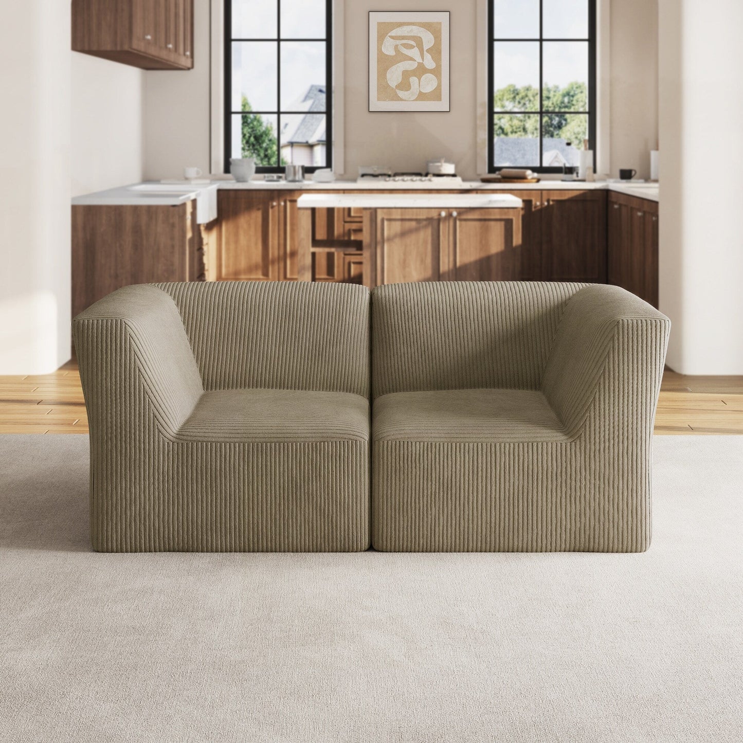 Divano componibile modulare in velluto a coste completamente modellato in spugna da 71 W