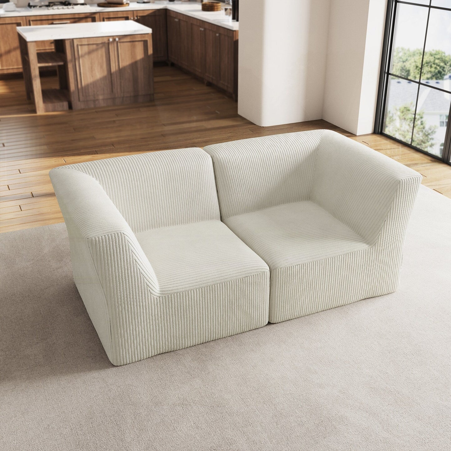 Divano componibile modulare in velluto a coste completamente modellato in spugna da 71 W