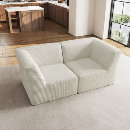 Divano componibile modulare in velluto a coste completamente modellato in spugna da 71 W