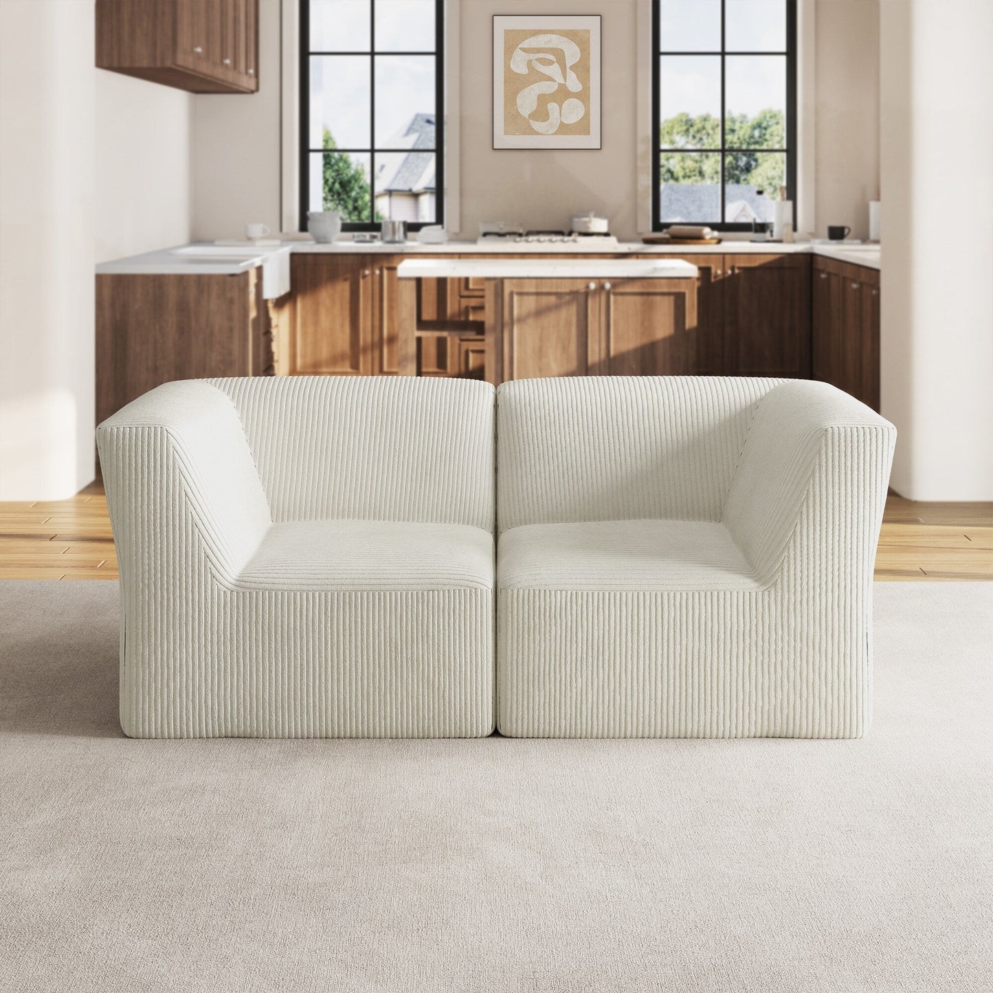 Divano componibile modulare in velluto a coste completamente modellato in spugna da 71 W