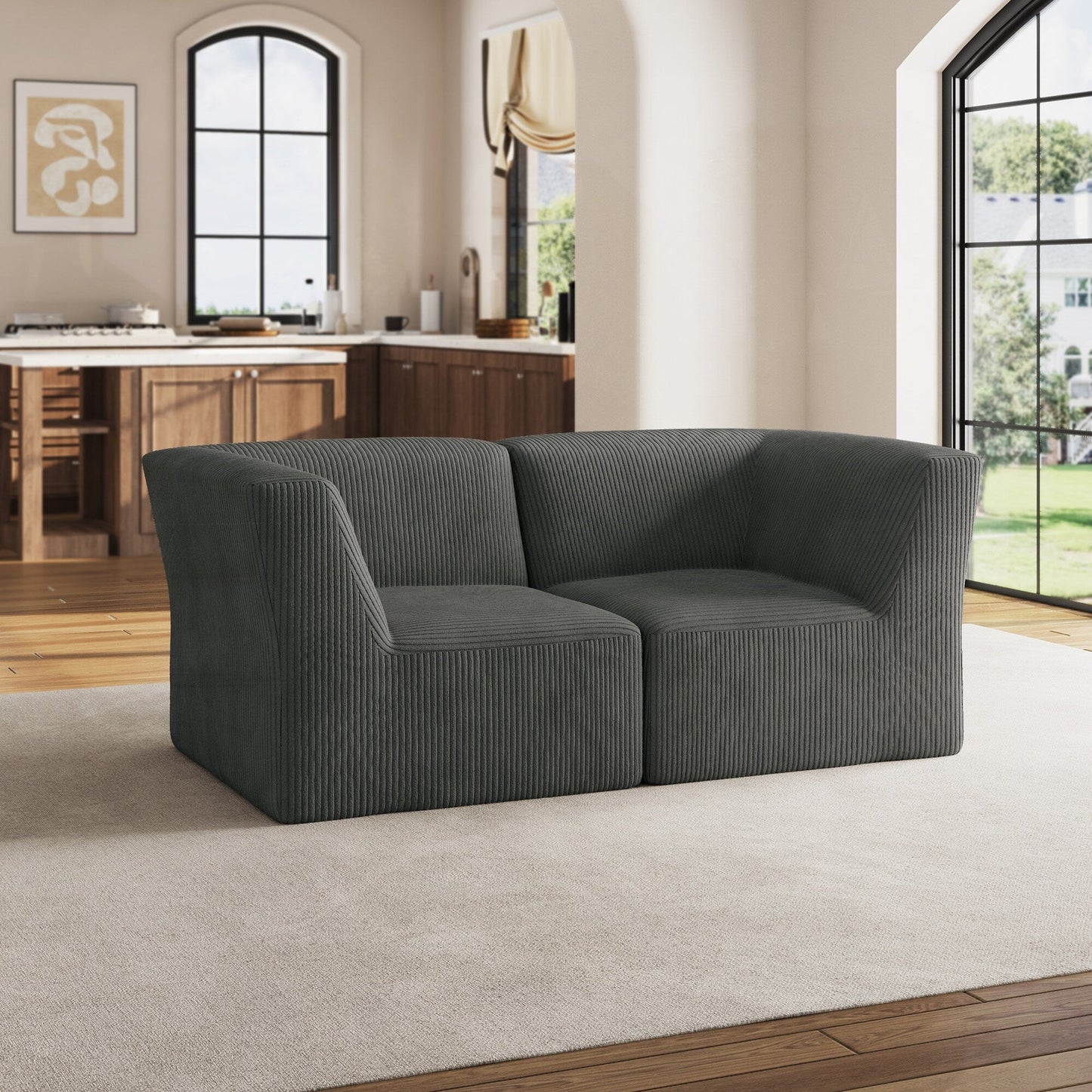 Divano componibile modulare in velluto a coste completamente modellato in spugna da 71 W