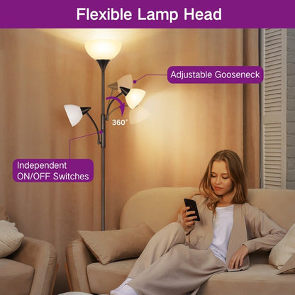 Lampada da terra moderna Torchiere da 71'' con luci di lettura regolabili - N/D