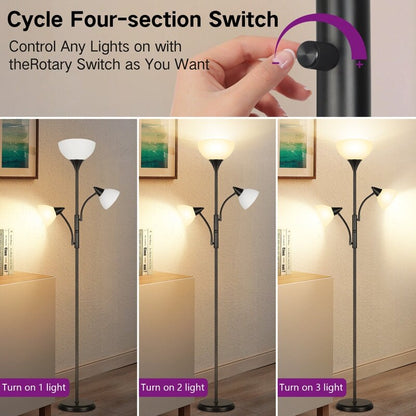 Lampada da terra moderna Torchiere da 71'' con luci di lettura regolabili - N/D