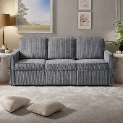 Divano a 3 posti in velluto a coste 72.64 con cuscini in spugna ad alta densità e molle