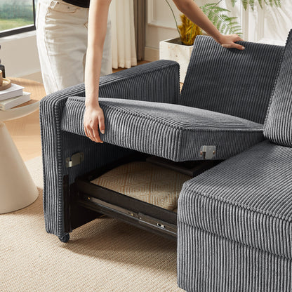 Divano a 3 posti in velluto a coste 72.64 con cuscini in spugna ad alta densità e molle