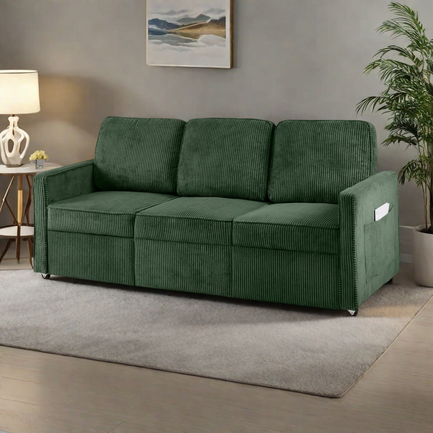 Divano a 3 posti in velluto a coste 72.64 con cuscini in spugna ad alta densità e molle