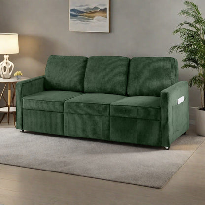 Divano a 3 posti in velluto a coste 72.64 con cuscini in spugna ad alta densità e molle