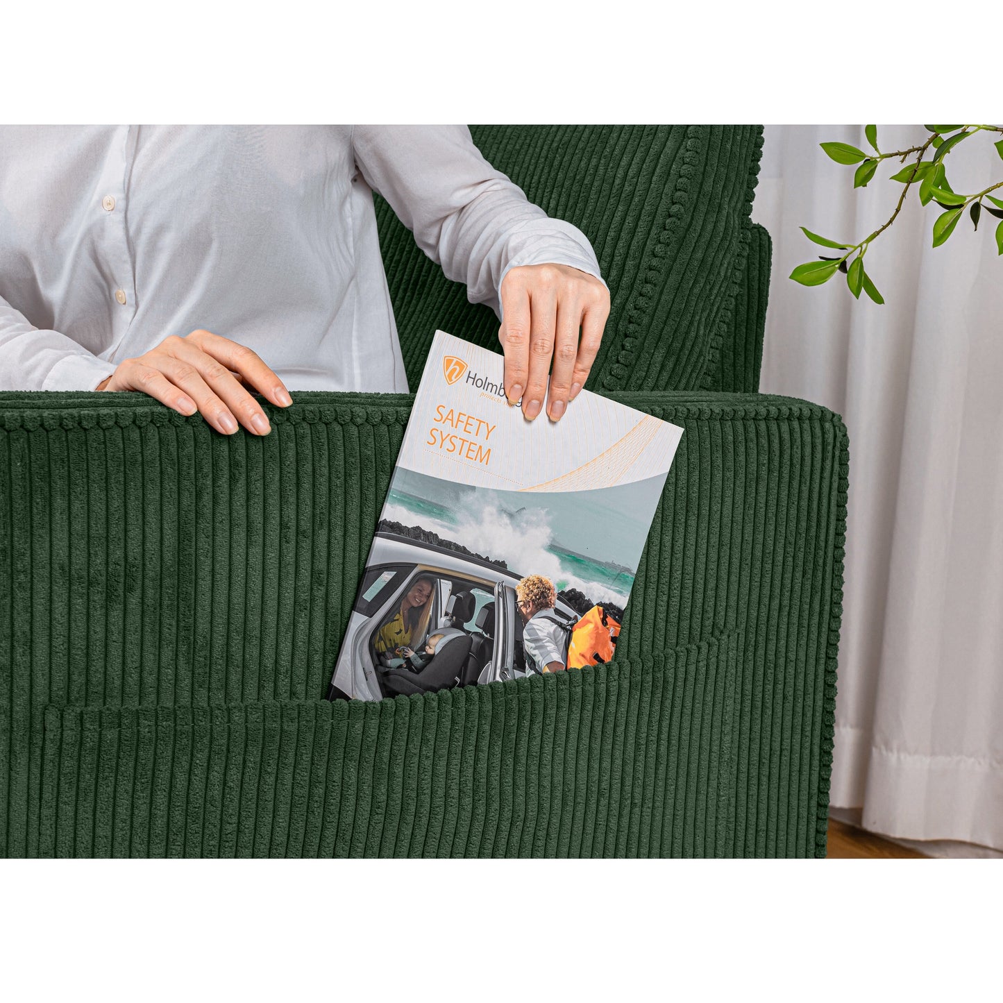 Divano a 3 posti in velluto a coste 72.64 con cuscini in spugna ad alta densità e molle