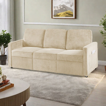 Divano a 3 posti in velluto a coste 72.64 con cuscini in spugna ad alta densità e molle