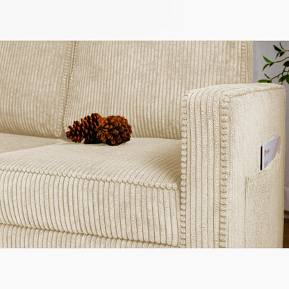 Divano a 3 posti in velluto a coste 72.64 con cuscini in spugna ad alta densità e molle