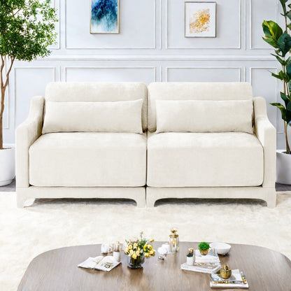 Divano 3 posti in ciniglia 73.2 con 2 cuscini lombari per soggiorno