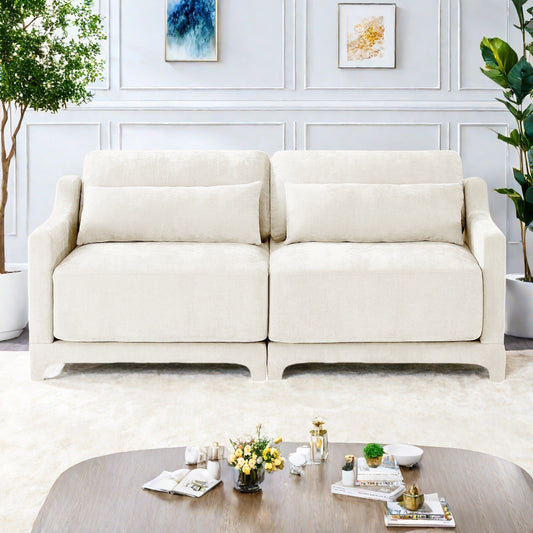 Divano 3 posti in ciniglia 73.2 con 2 cuscini lombari per soggiorno